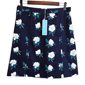 NEW! Draper James Women's Magnolia A-Line Skirt Navy Floral Size 10 NWT $98